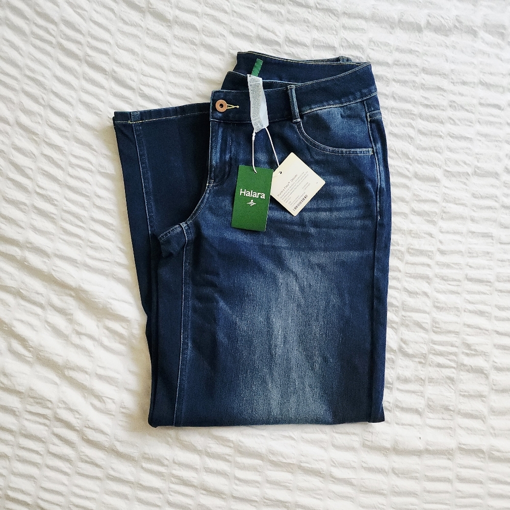 NWT HALARA Flex Asymmetric Wide Leg Jeans MEDIUM - Picture 3 of 12